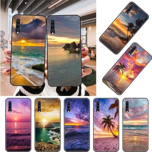 Phone Case For Samsung Galaxy A 50 51 71 70 80 7 5 10 40 20 30 41 21 S E Black Cover Waterproof Tpu Coque 3D Bright Ocean Beach
