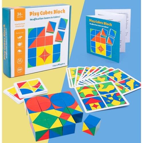 Preschool 3D Jigsaw Puzzle Pixy cube Spatial logical thinking learning Educational Monterssori Wooden toys for Children