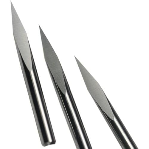 HUHAO 2pcs 6mm Dia 30 Angle 0.3mm Tip 3 Edge Carbide Woodworking Tools Engraving Bits for CNC Router Machine