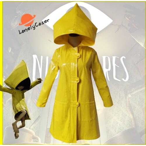 Game Little Nightmares 2 Six Cosplay Raincoat Yellow Costume Hooded Jacket PU Leather Waterproof Coats Halloween Party Outfit