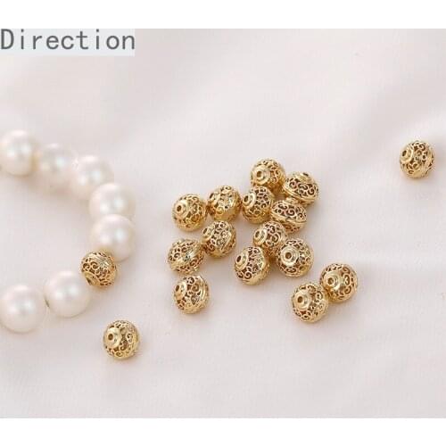 14K gold-clad copper-plated hollow lantern beads separated by beads diy bracelet necklace jewelry accessories materials