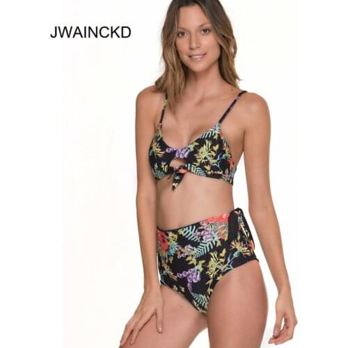 JWAINCKD Bikini Push Up 2019 Mujer Print High Waist Bikinis Set Swimwear Women Swimsuit Female Bandage Biquini Suit Beach Wear