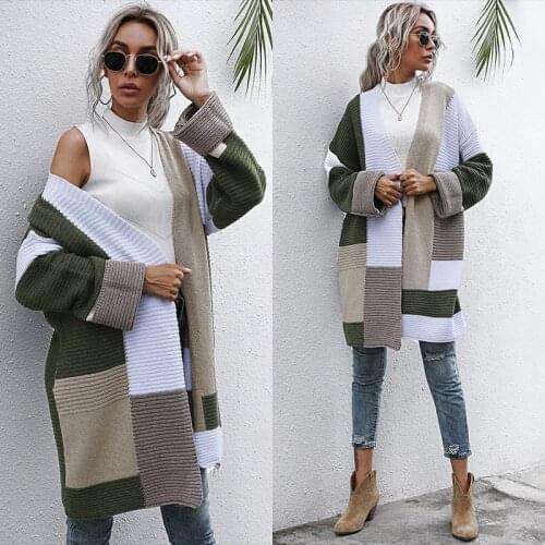 Cardigan 2021 New Spring And Autumn All-Match Knit Top Loose Long Sleeve Outwear Harajuku Mid Length Womens Sweater