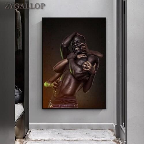 Angry African Black Man Canvas Painting African Wall Art Figure Posters and Prints Wall Pictures for Living Room Bedroom Decor