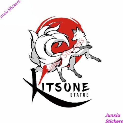 Kitsune Statue Fine Creative car Sticker and Vinyl Decal Cartoon Anime Graffiti Stickers Anti Scratch Repair Sticker Pull Flower