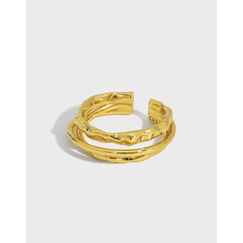 Real 925 Sterling Silver 3 Layers Rings For Women Jewelry 2021, Elegant Woman Irregular Ring Engagement Birthday Party Gifts