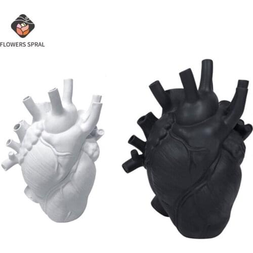 New Anatomical Heart-Shaped Vase Nordic Style Art Resin Sculpture Flower Arrangement Vase Creative Room Decoration Ornament Gift