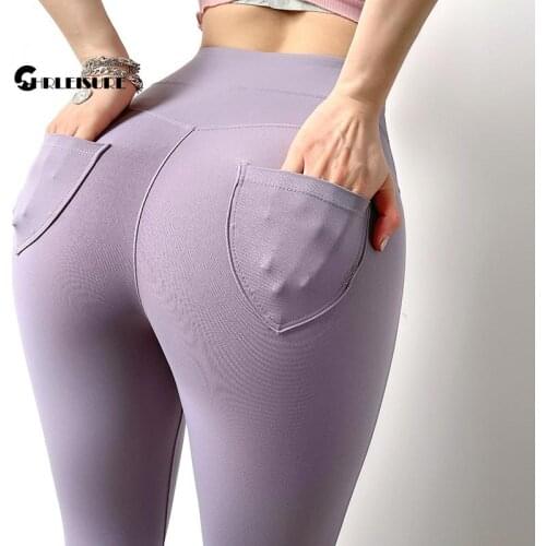CHRLEISURE Slim Sport Leggings High Wasit Hip Lift Trouser Pocket Yoga Womens Pants Running Breathable Quick Dry Gym Clothing