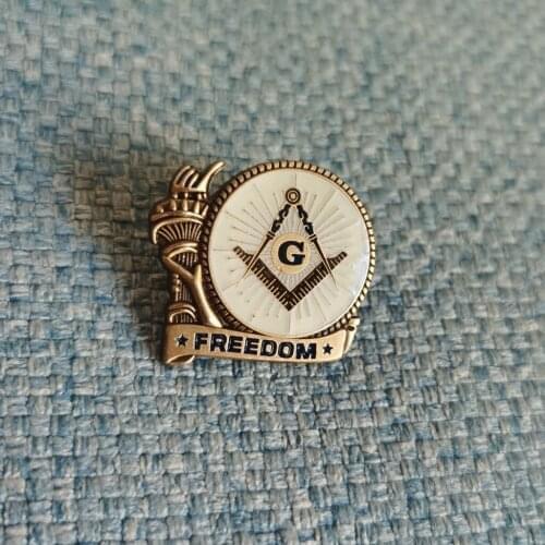 Masonic Freedom Liberty Arm One Inch Wide 3D Soft Enamel Lapel Pin With Butterfly Clutch