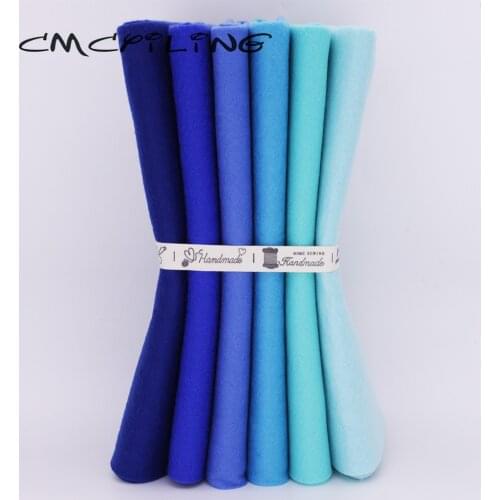 CMCYILING 25cmx28cm 6Pcs/Lot Patchwork Soft Felt Fabric For Needlework DIY Sewing Dolls Crafts Blue Series Polyester Cloth