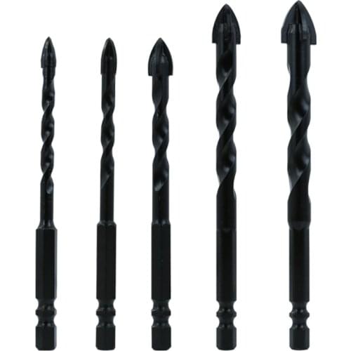 Wear-resistant 5 PC Set Hexagon Handle Cross Triangle Drill Long Sturdy Wear-resistant Twist Drill Set Smooth Chip