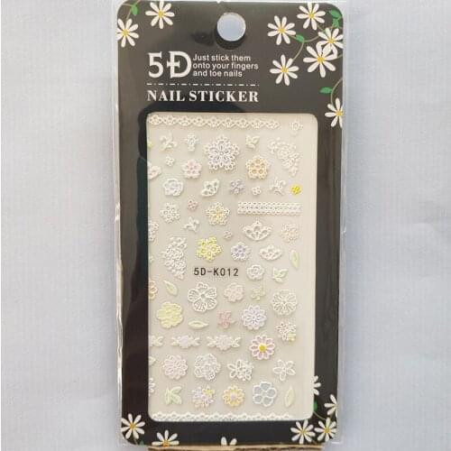 5D Nail Sticker Laser Anaglyph Effect Design Nail Foil Cherry Blossoms Stripe Glue Stickers Decals Slider Nail Art Decoration