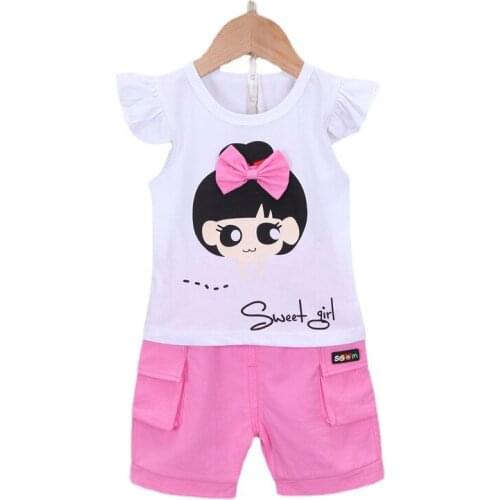 New Summer Baby Girls Clothes Suit Children Cute Cotton T-Shirt Shorts 2Pcs/Sets Toddler Casual Costume Outfits Kids Tracksuits