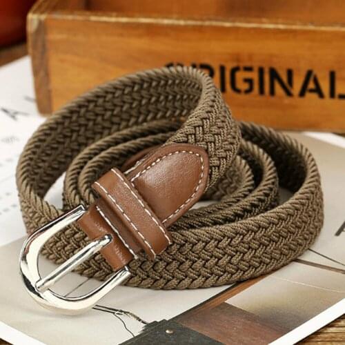 New Fashion Stretch Braided Woven Canvas Buckle Belt Waistband Waist Straps Men Women Decor