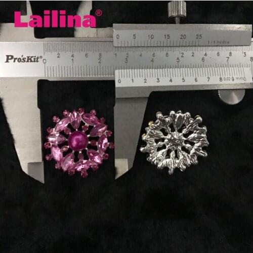 Wholesale 26mm 10pcs/lot Flatback Rhinestone Button With Pearl For Hair Flower Wedding Embellishment