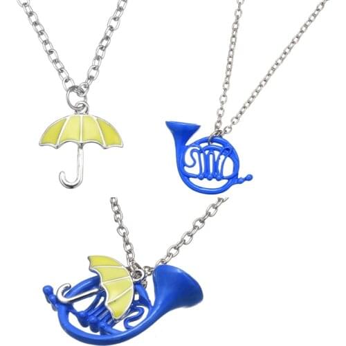 New How I Met Your Mother Blue French Horn Necklace Pendant with Silver Color Chain TV Jewelry