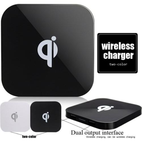 50set Portable Dual USB Qi Charger Q8 Wireless Charger Charging Pad For samsung Galaxy note iphone huawei xiaomi