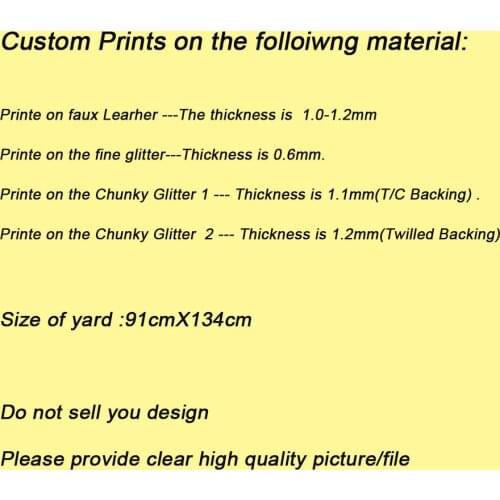 Custom Prints on Faux Leather Fine Glitter Chunky Glitter Fabric According Your Designs Printed CN999