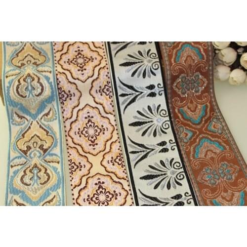 Mixed set 8yards/lot wide 6cm Woven Jacquard Ribbon classical design curtain and clothing accessory LS-9849
