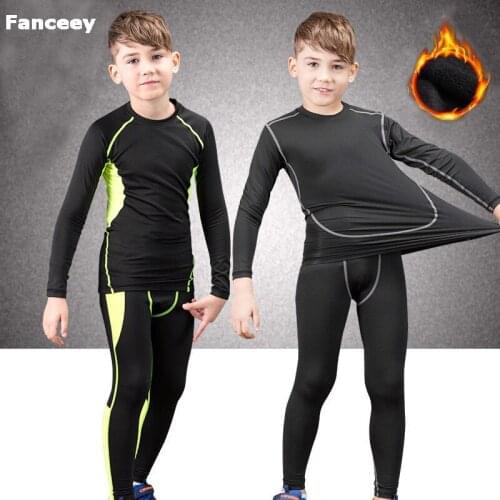 Fanceey Winter Children Thermal Underwear for Boy Compression Set Warm Thermal Underwear Baby Long Johns Fitness Gym Clothing