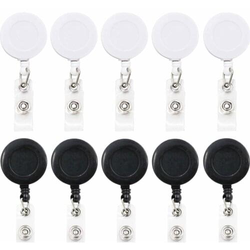 10 Pieces black white Retractable Badge Holder ID Badge Reel Clip On Card Holders with Alligator Clip