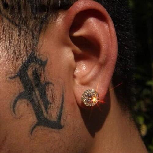 High Quality Iced Out Bling Micro Paved Clear Cubic Zirconia 5A Cz Round Shape Stud Earring For Women Lover Wedding Gift jewelry