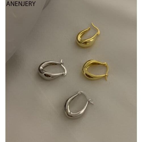 ANENJERY 925 Sterling Silver U Shape Drop Hoop Earrings For Women Personality French Simplicity Earrings Jewelry S-E1467