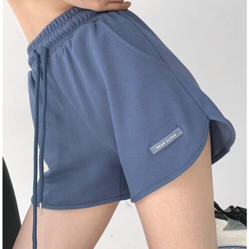 TVVOVVIN Shorts Women 2021 Summer High Waist Letter Labeling Casual Pants Solid Color Loose Drawstring Sweatpants QE2C