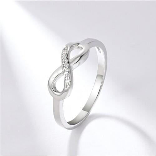 DY 925 Sterling Silver Ring Iifinity Symbol With Cubic Zirconia Endless Lover Rings For Female Engagement Fine Fashion Jewelry