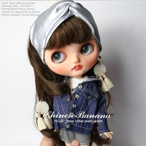 1Pcs 1/6 Dolls Fashion Sailor Collar Jean Coat for Blyth, Licca, Azone, Momoko Doll Clothes Accessories