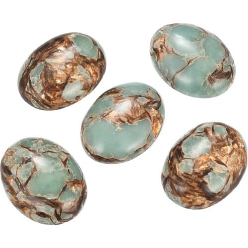 10pcs Colorful Oval Natural Bronzite Aqua Terra Jasper Cabochons Dyed Flatback Gemstone Cabochon for Jewelry Making Handmade