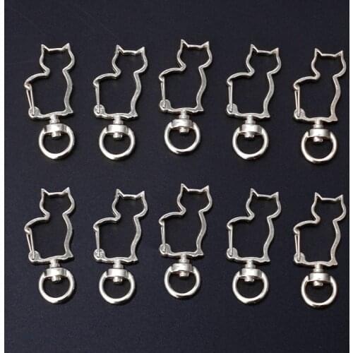 10Pcs Cat Metal Swivel Clasps Lobster Snap Clasp Hook Keychain Jewelry Making