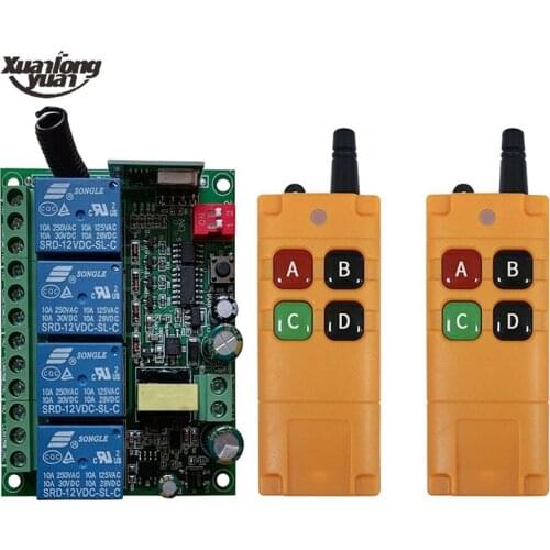 2000m AC110V 220V 230V 4CH Wireless Remote Control LED Light Switch Relay Output Radio RF Transmitter And 433 MHz Receiver