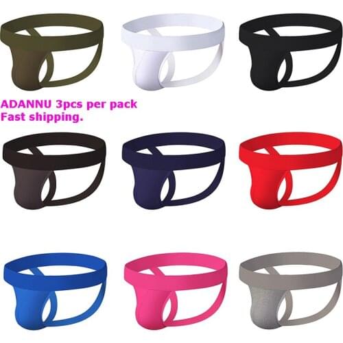 3pcs/lot ADANNU Men Jockstraps gay soft underwear Sexy Men underwear penis pouch Push UP thong men G-string homme tanga hombre