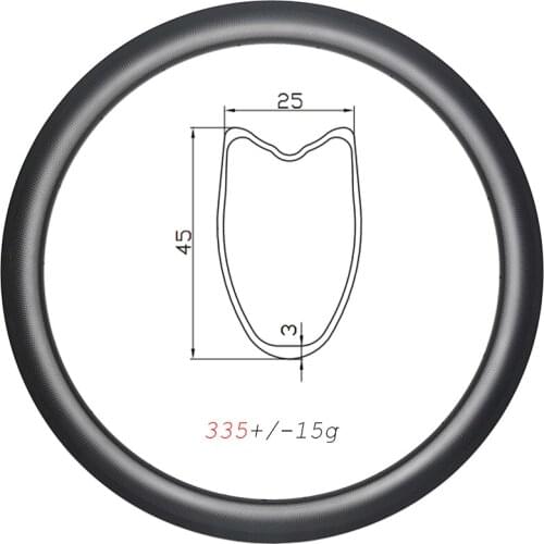 335g Ultralight Road Bicycle 45mm Carbon Rims 700C Tubular V Brake 25mm Wide Rim Brake Road Carbon Wheel 16H 18H 20H 21H 24H 28H