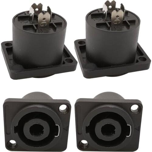 4Pcs 4Pin XLR Speakon Female Jack Cable Connector 4Pole Panel Mount Socket Audio Loudspeaker Converter Adapter for PA Amplifier