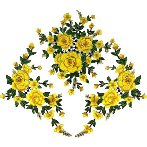 5set 3D Flower Embroidery Fabric Patches Lace Applique Embellishment Sew on Motif Venise Trimming Craft Sewing Supplies T2612
