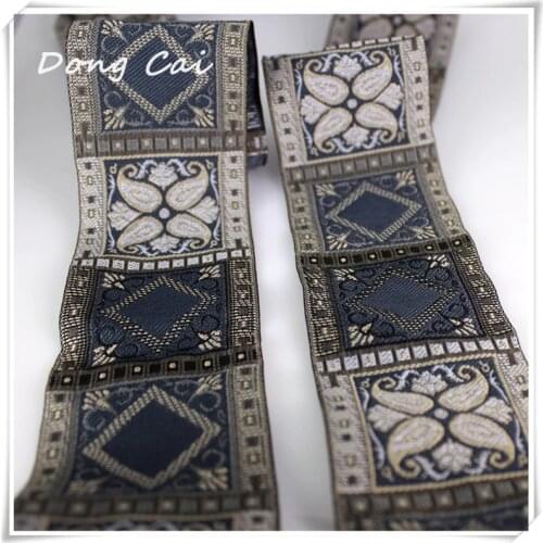 5CM 3yards/lot Dark grey Grid computer jacquard ribbon Opera costume Cushion for leaning on of Europe type style woven ribbon