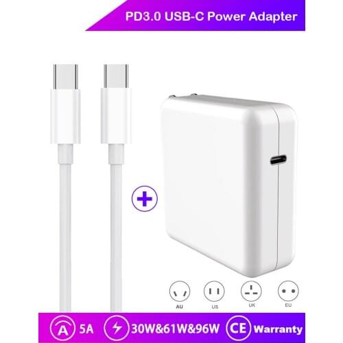 30W 61W 96W USB-C Power Adapter Cable For Ipad Macbook Pro Air 13" 15" 17" inch Type-C Charger For Xiaomi asus DELL HP Laptop