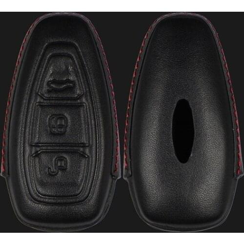 2020 New Leather Car Key Case Key Cover Key Chain Ring Cover Case Holder / Key Pack Cover Accessories For Ford Kuga / Eco sport