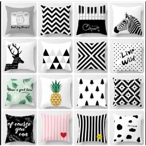 Pillow Case Cover Geometric Plaid Black White Home Pillowcase Throw Dawegama New
