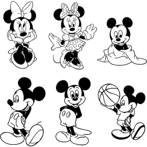 Disney mickey minnie black wall stickers for kids rooms home decor cartoon wall decals vinyl mural art diy wallpaper accessories