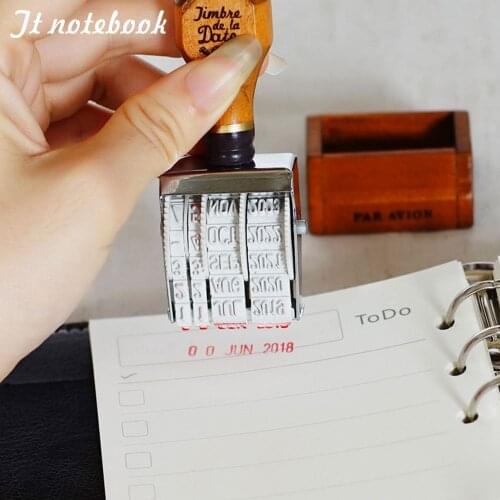 Wooden Date Stamp For DIY Scrapbooking Craft Decor Rolling Wheel Vintage Supply N24 dropship 5