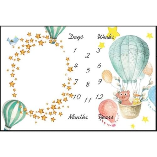 Baby Monthly Record Growth Milestone Blanket With Headband Photography Props Q1FE