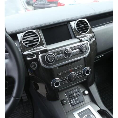 For Land Rover Discovery 4 LR4 Accessories ABS Dark Wood Grain Center Console AC Outlet Cover Trim Sticker For LHD 2pcs/set