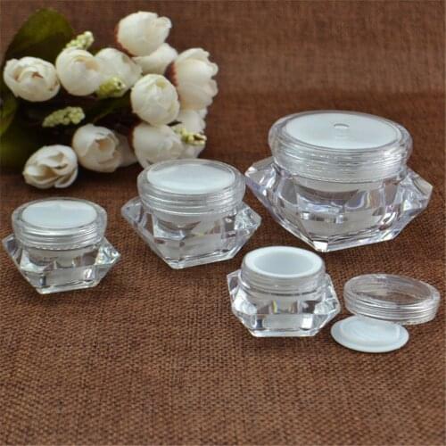 1pc 5g 10g 15g Empty Plastic Jar Diamond Shape Clear Pot for Nail Art Glitters Mini Small Make Up Cream Cosmetic Container