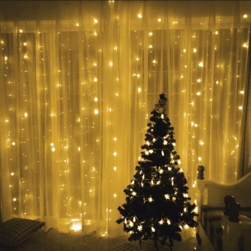 Curtain String Light Garden Decoration New Wedding Birthday Party Christmas 3x3m Led Bulbs 300 1 Year White Bulb Eu Plug Living