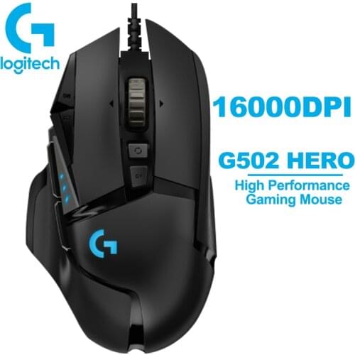 Logitech G502 HERO Game Mouse 16,000 DPI High Performance Gaming Mouse HERO Programmable Tunable LIGHTSYNC RGB for Mouse Gamer