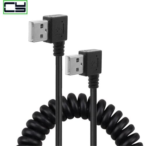 90 degree left right double elbow usb male charge data cable bend retractable spring line