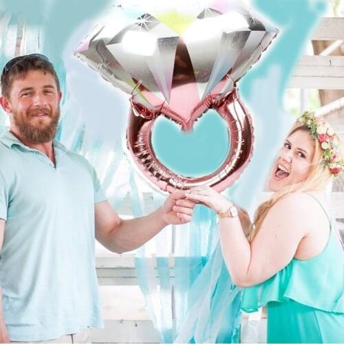 KAMMIZAD 1pcs Large Color diamond ring Aluminum balloon Engagement Helium ballon Happy Birthday Wedding Party Decorations globos